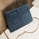 Deep Blue Fashion Casual Splicing Zipper Design Crossbody Bag