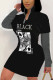 Black Gray Street Print O Neck Pencil Skirt Dresses