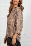 Apricot Silk cardigan Long Sleeve Leopard Print Button Tops