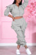 Grey Fashion Casual Solid Basic Hooded Collar Long Sleeve Two Pieces