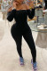 Black Fashion Sexy Solid Backless Strapless Skinny Jumpsuits