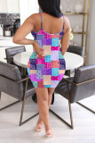 Yellow Fashion Casual Print Backless Spaghetti Strap Sleeveless Dress Dresses