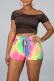 Coffee Fashion Sexy Solid Patchwork See-through Off the Shoulder T-Shirts