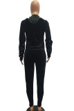 Dark Blue Polyester Casual Beading Solid Two Piece Suits Patchwork pencil Long Sleeve