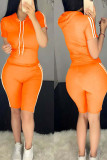Orange Fashion Sexy Solid Two Piece Suits pencil Short Sleeve Two Pieces