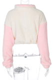 Pink Street Solid Patchwork Turndown Collar Tops