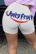 White Polyester Elastic Fly Low Letter Print Straight shorts Bottoms