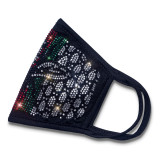 Black Fashion Casual Hot Drilling Decorative White Face Mask