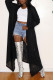 Black Fashion Casual Solid Cardigan Outerwear