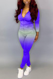 Black Fashion Casual adult Ma'am Gradient Two Piece Suits pencil Long Sleeve Two Pieces