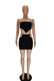 Grey Sexy Solid Patchwork Off the Shoulder Sleeveless Two Pieces