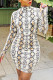 Colour Sexy Print O Neck Wrapped Skirt Dresses