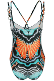 Yellow Sexy Print Patchwork Chains Swimwears Two Pieces