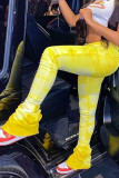 Yellow Work Daily Print Regular Mid Waist Speaker Bottoms