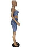 Light Purple Sexy Sportswear Print Hollowed Out Backless One Shoulder Sleeveless Two Pieces
