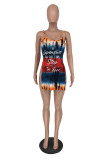 Multicolor Fashion Sexy Backless Slit Spaghetti Strap Sleeveless Dress
