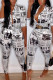 White Fashion Casual Print Basic Turndown Collar Long Sleeve Two Pieces（Without Belt）