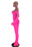 Orange Sexy Fashion stringy selvedge Backless bandage Solid Draped Long Sleeve Hanging neck 