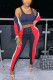 Red Casual Print Patchwork Zipper Collar Long Sleeve Two Pieces