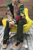 Deep Blue Fashion Casual Patchwork Cardigan Outerwear