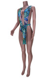 Red Fashion Sexy Print Backless Swimwears