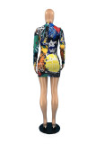 Multi-color Sexy Print Wrapped Skirt Dresses