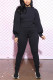 Black Fashion Casual Solid Basic O Neck Long Sleeve Two Pieces