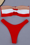 Red Fashion Sexy Patchwork Backless Swimwears