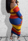 Multicolor Sexy Print Bateau Neck Pencil Skirt Dresses