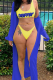 Royal Blue Sexy Print Patchwork Swimwears