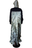 Black Street Solid Split Joint Hooded Collar Dresses