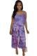 purple Sexy Casual Fashion Tie-dyed Slip Jumpsuits
