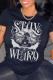 Black Fashion Casual Print Basic O Neck T-Shirts