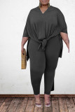 gingerish Polyester Sexy O Neck Solid Plus Size