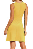 Yellow Fashion Sexy Off The Shoulder Sleeveless O neck Step Skirt skirt Club Dresses