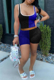 Grey Casual Sportswear Patchwork Basic U Neck Sleeveless Two Pieces