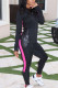 Black Daily Solid Patchwork Mandarin Collar Long Sleeve Two Pieces