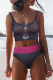 Purple Sexy Print Color Block Split Joint Swimwears