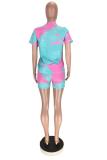 Pink Fashion Active adult Patchwork Print Character Two Piece Suits Straight Short Sleeve Two Pieces