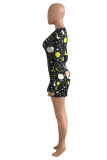 Pink Street Print Buttons V Neck Regular Rompers