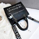 Silver Fashion Casual Letter Print Messenger Bag