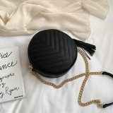 Black Fashion Casual Solid Strap Black Crossbody Bag