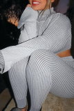 Grey Street Solid Patchwork Turtleneck Long Sleeve Two Pieces