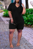 Red Fashion Casual Solid Basic V Neck Regular Rompers