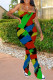 Green Yellow Fashion Sexy Tie-dye Printed Sling Jumpsuit