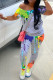 Grey Sexy Print Patchwork O Neck Short Sleeve Two Pieces