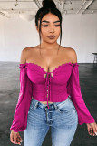 White V Neck Long Sleeve Patchwork crop top Solid