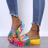 Green Casual Street Patchwork Tie-dye Opend Out Door Shoes