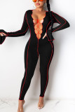 Orange Sexy Polyester Solid Bandage Split Joint O Neck Jumpsuits