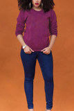 Orange Polyester O Neck Long Sleeve Solid Tops